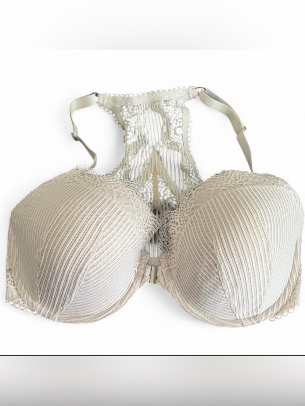 Victoria's Secret Lace Racerback Bra in Light Beige